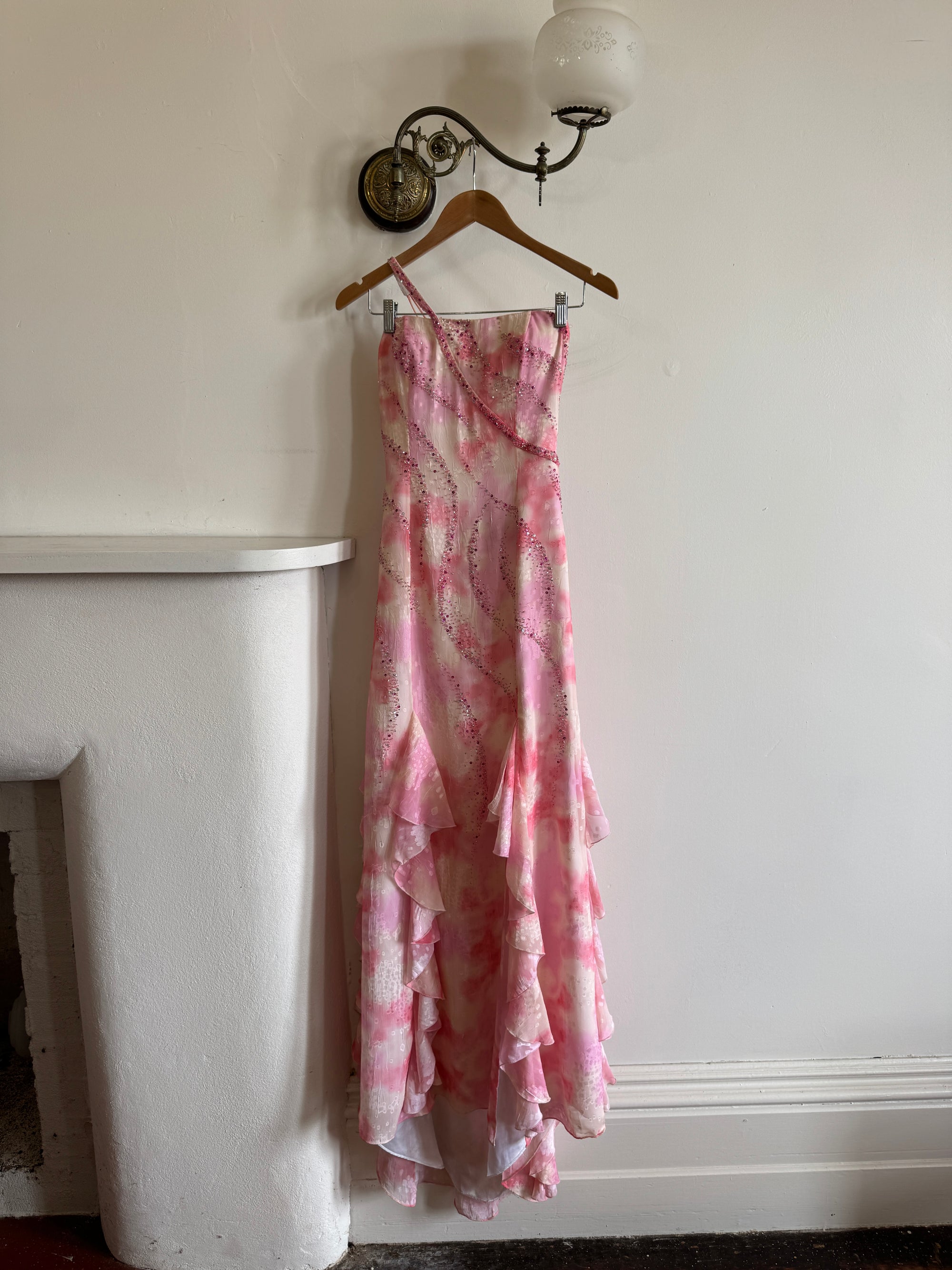 Vintage Y2K Fairy Floss Embellished Ruffle Gown