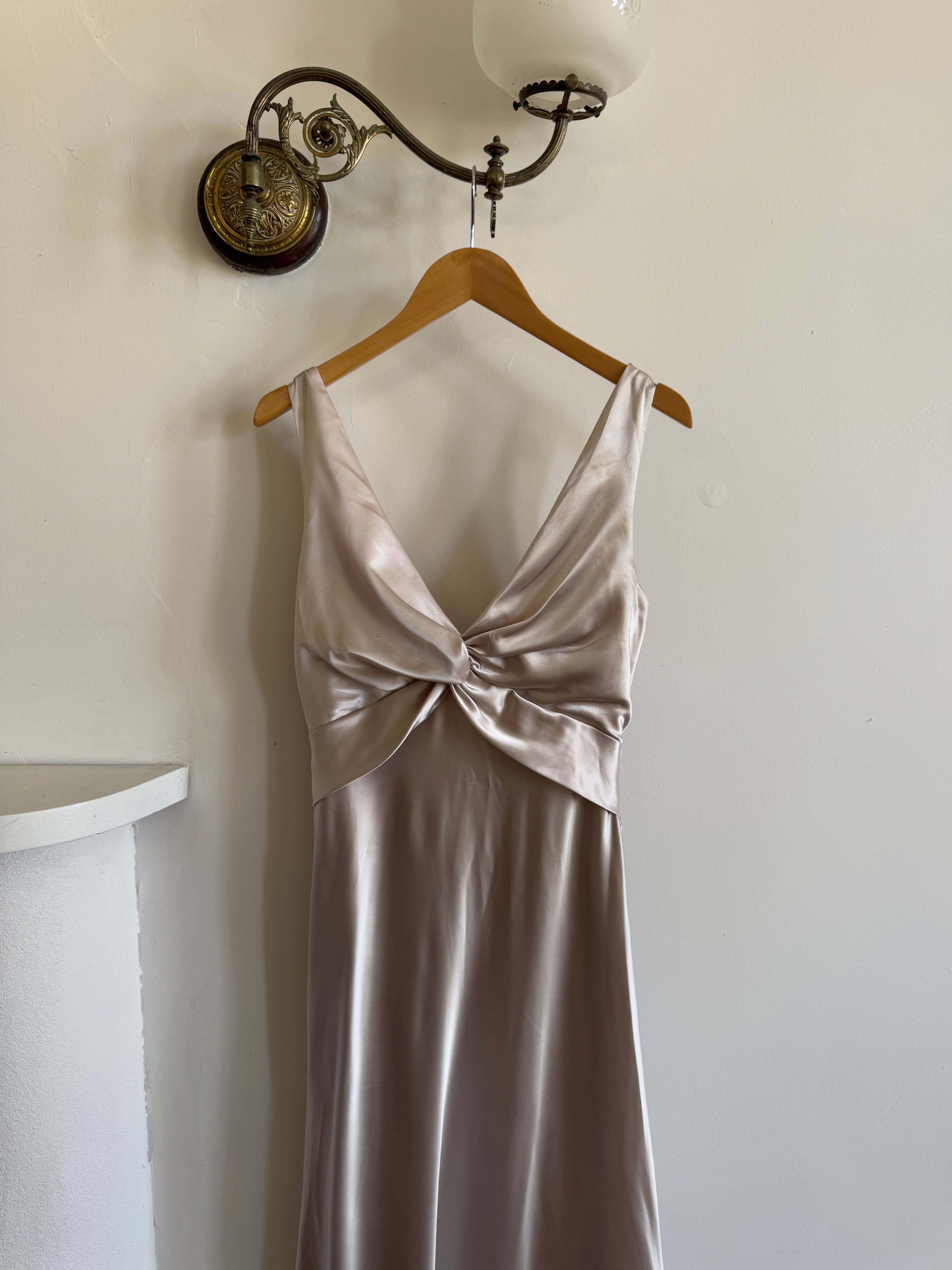 Vintage 90s Australian Made Backless Shell Satin Dress