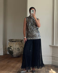 Vintage 60s Rare Embellished Tunic and Fluted Pant Set