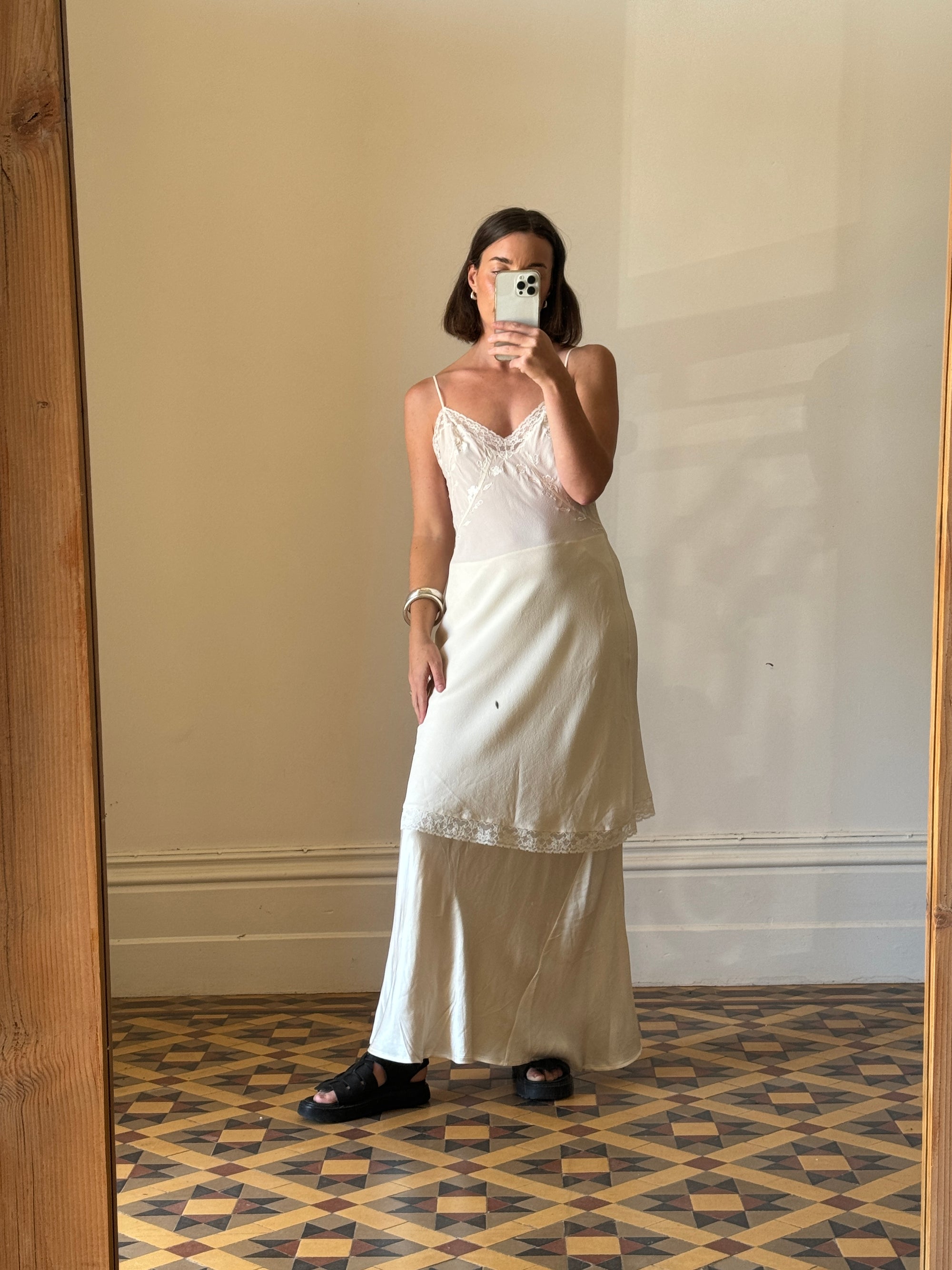 Vintage Victorias Secret Pure Silk Slip Dress Creme
