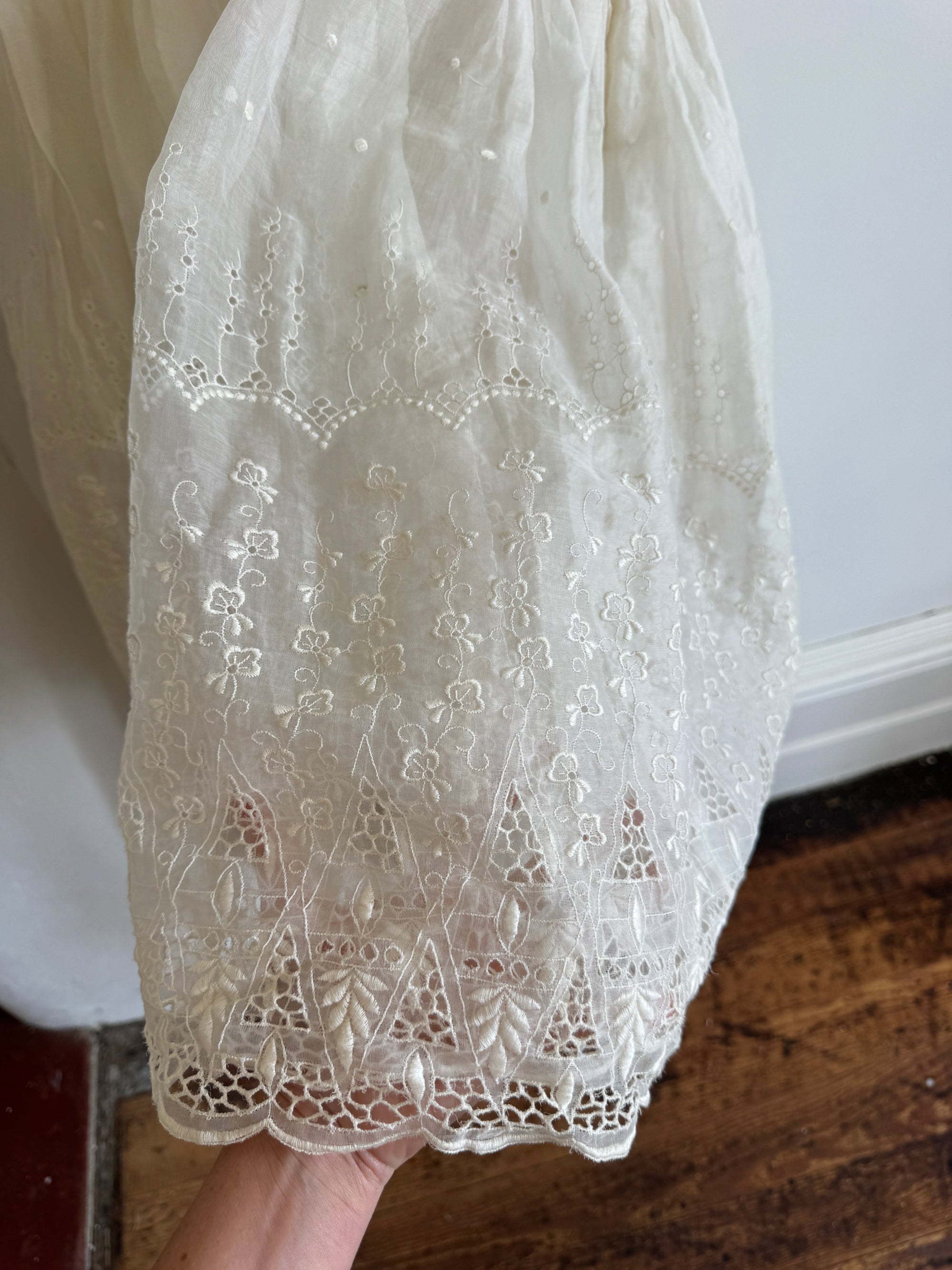 Vintage 50s Sheer Brodiere Anglaise Tiered Wedding Dress
