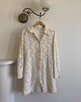 Vintage 70s Lace Button Up Micro Mini
