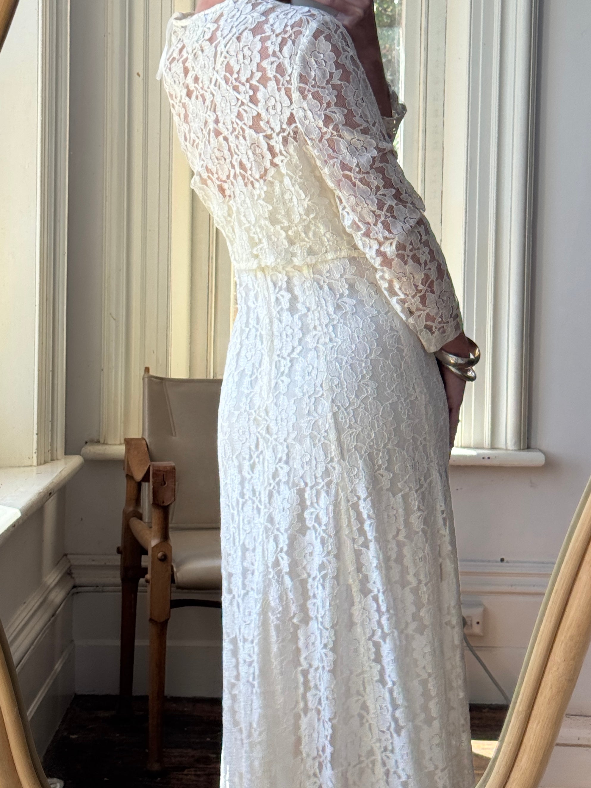 Vintage 90s Australian Made Lace Bridal Slip and Bolero