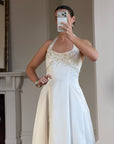 Vintage 90s Ivory Beaded Halter Bridal Ballgown