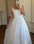 Vintage 90s Scoop Neck Floral Wedding Dress