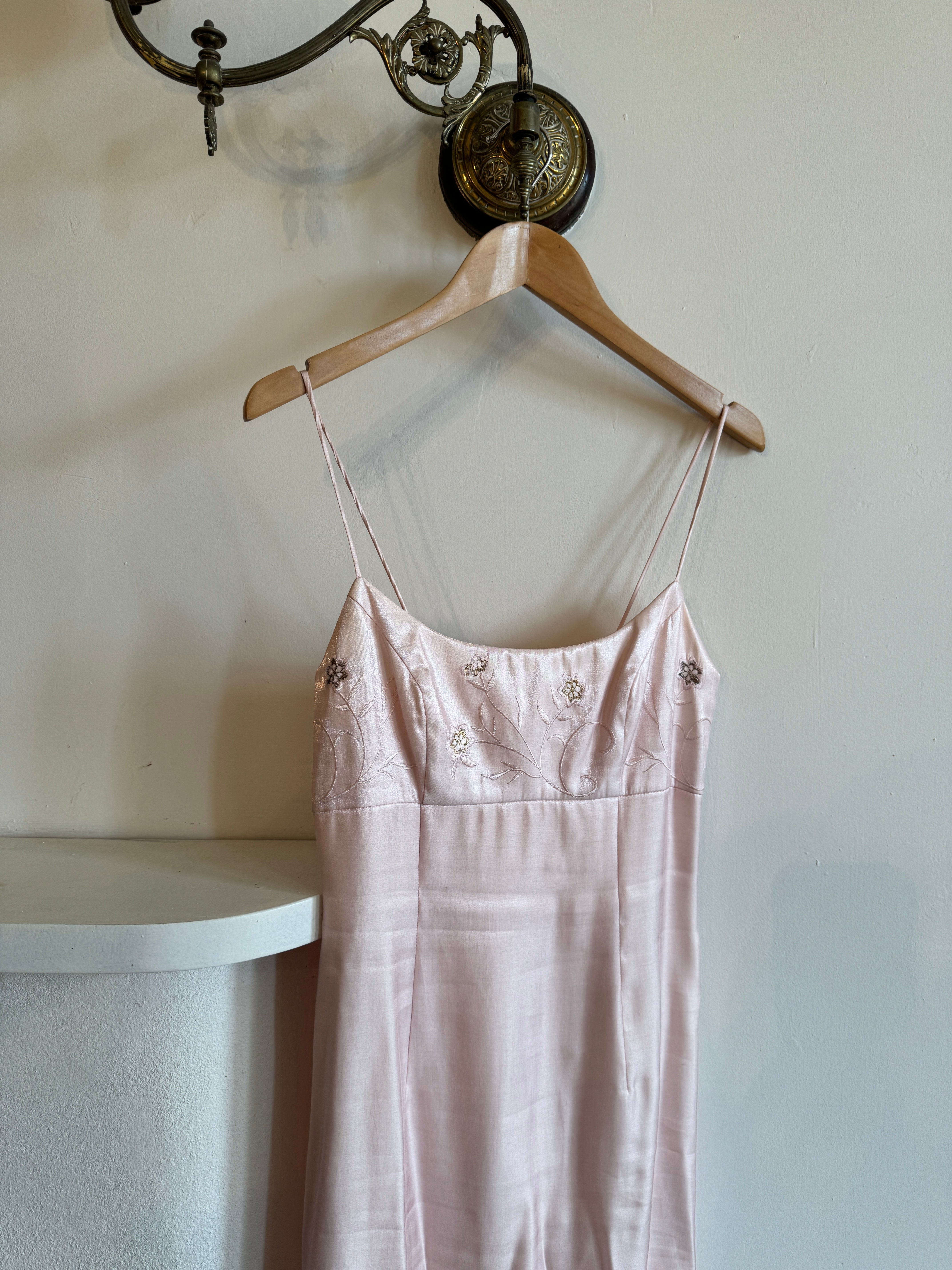 Vintage 90s Baby Pink Prom Dress