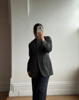 Vintage 90s Australian Made Mandarin Collar Wool Blazer Charcoal