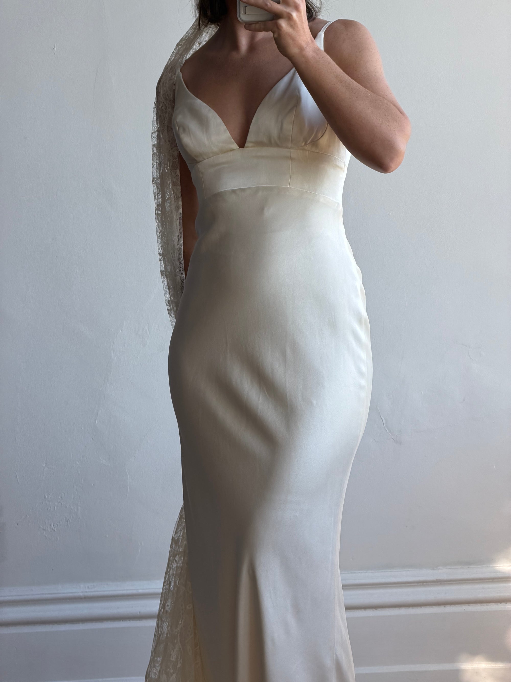 Vintage Y2K Pure Silk Bias Wedding Dress