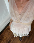 Vintage Pink Tulle and Lace Négligée Top