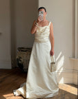 Vintage Y2K Vera Wang Silk Pleated Wedding Gown