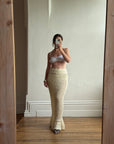 Vintage 70s Wool Crochet Beaded Mermaid Bias Skirt