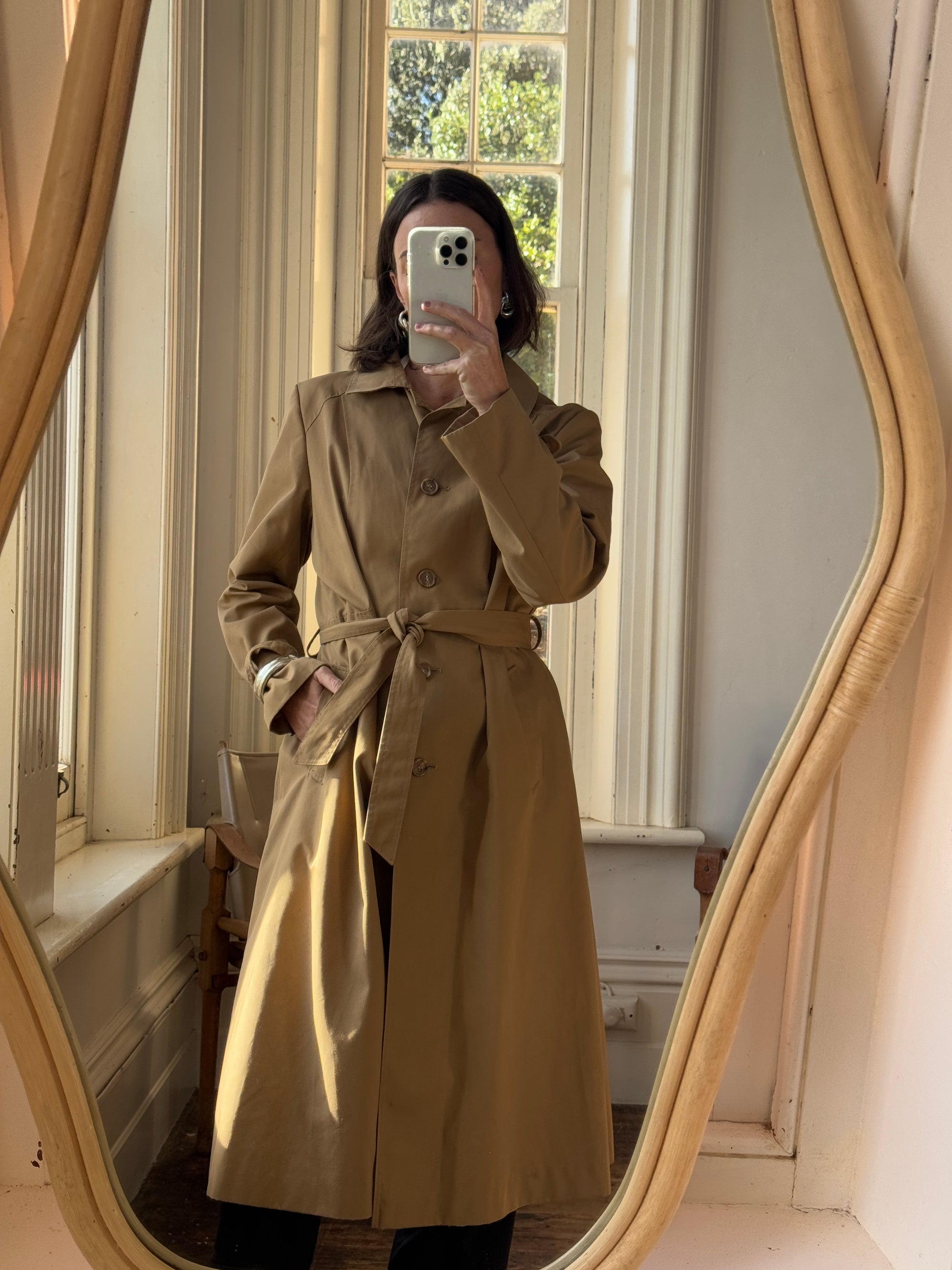 Vintage 70s Caramel Tailored Trench Coat