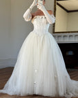 Vintage 90s Rosette Tulle Princess Wedding Gown with Gloves