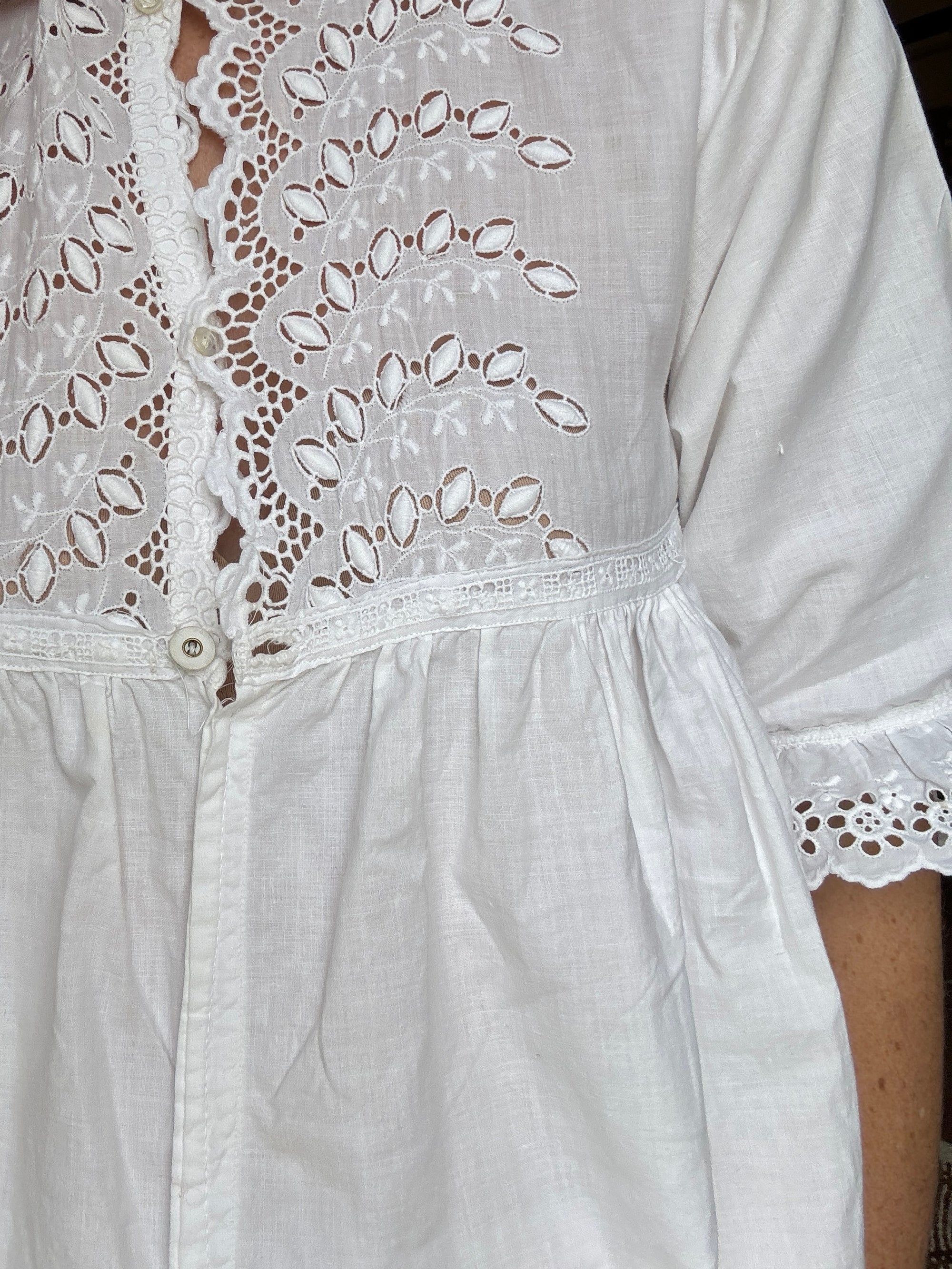 Vintage Edwardian Cotton Broderie Anglaise Tunic