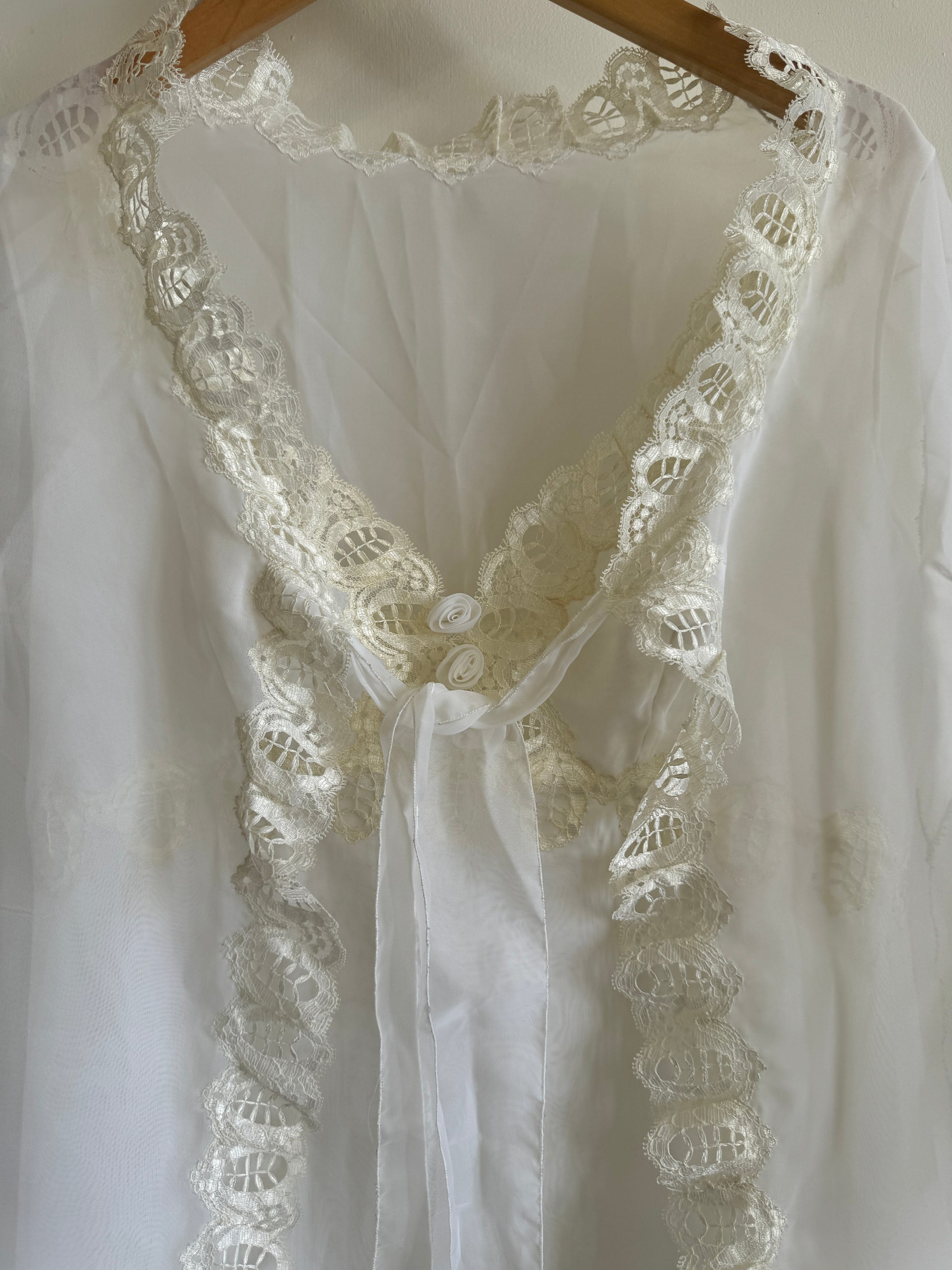 Vintage 60s Babydoll Peignoir Bridal Set Ivory