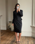 Vintage 90s Escada Pinstripe Wool Butterfly Tailored Set