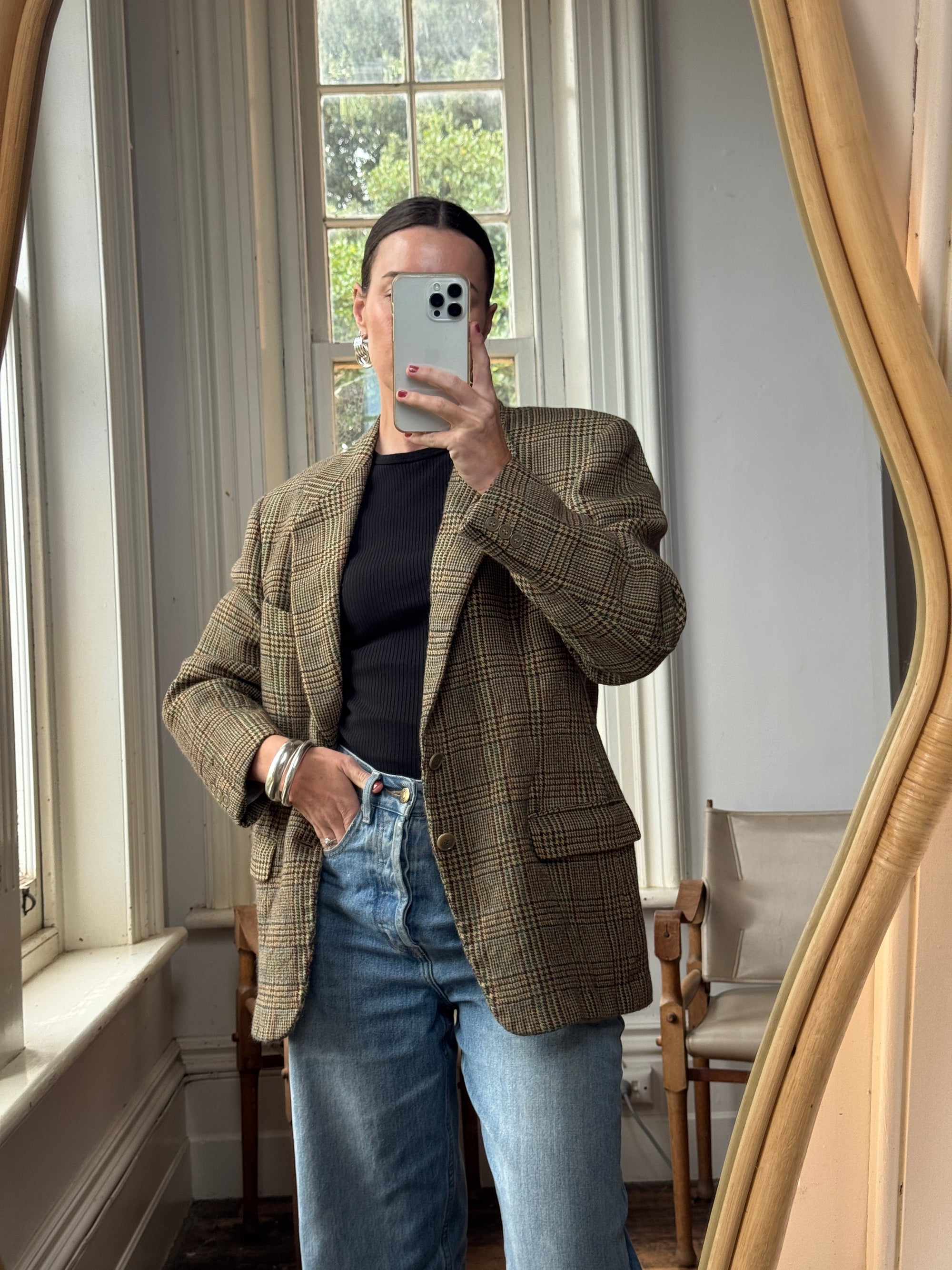 Vintage 60s Wool Plaid Blazer Multi