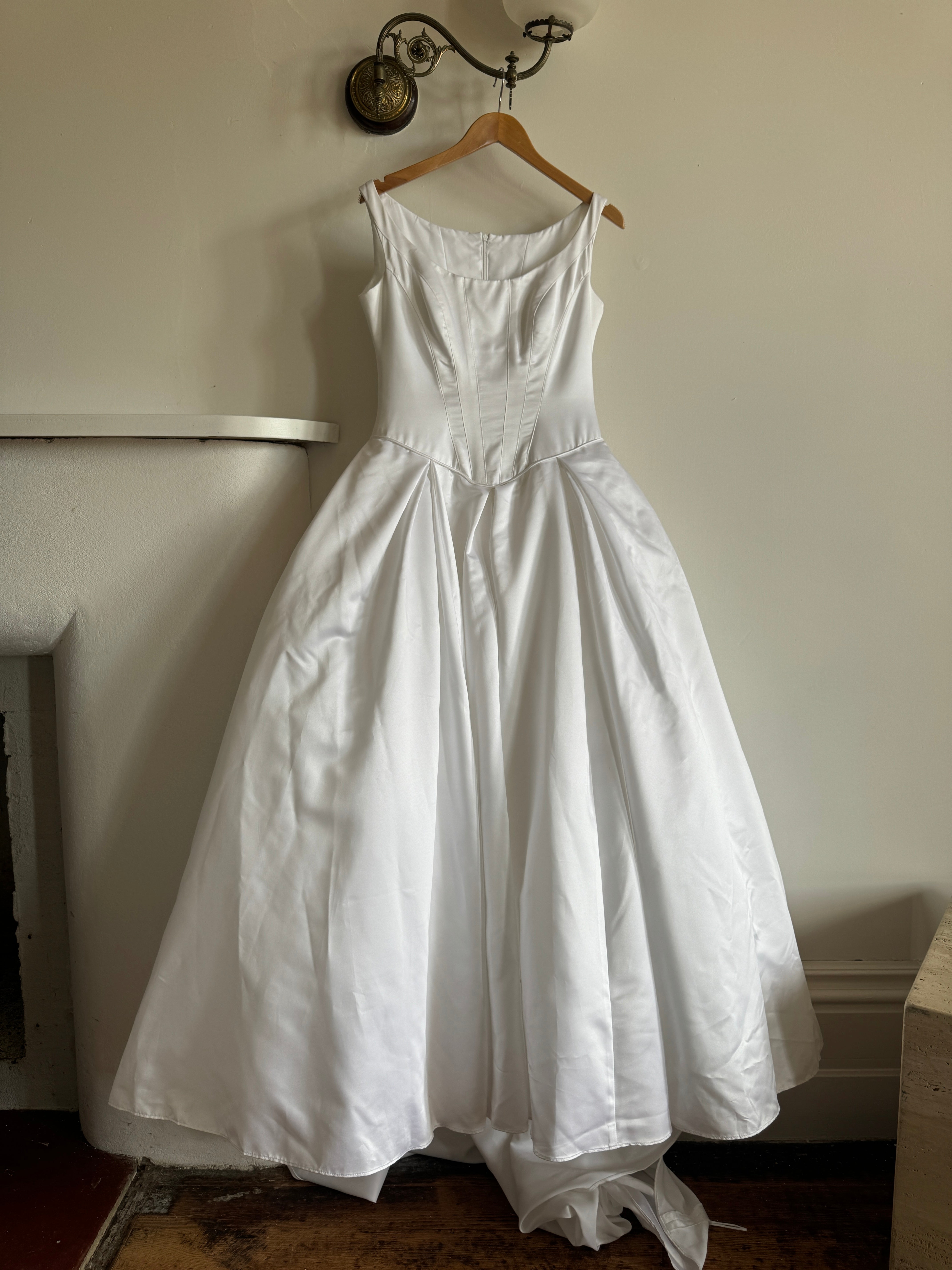 Vintage 90s Satin Princess Cut Wedding Dress