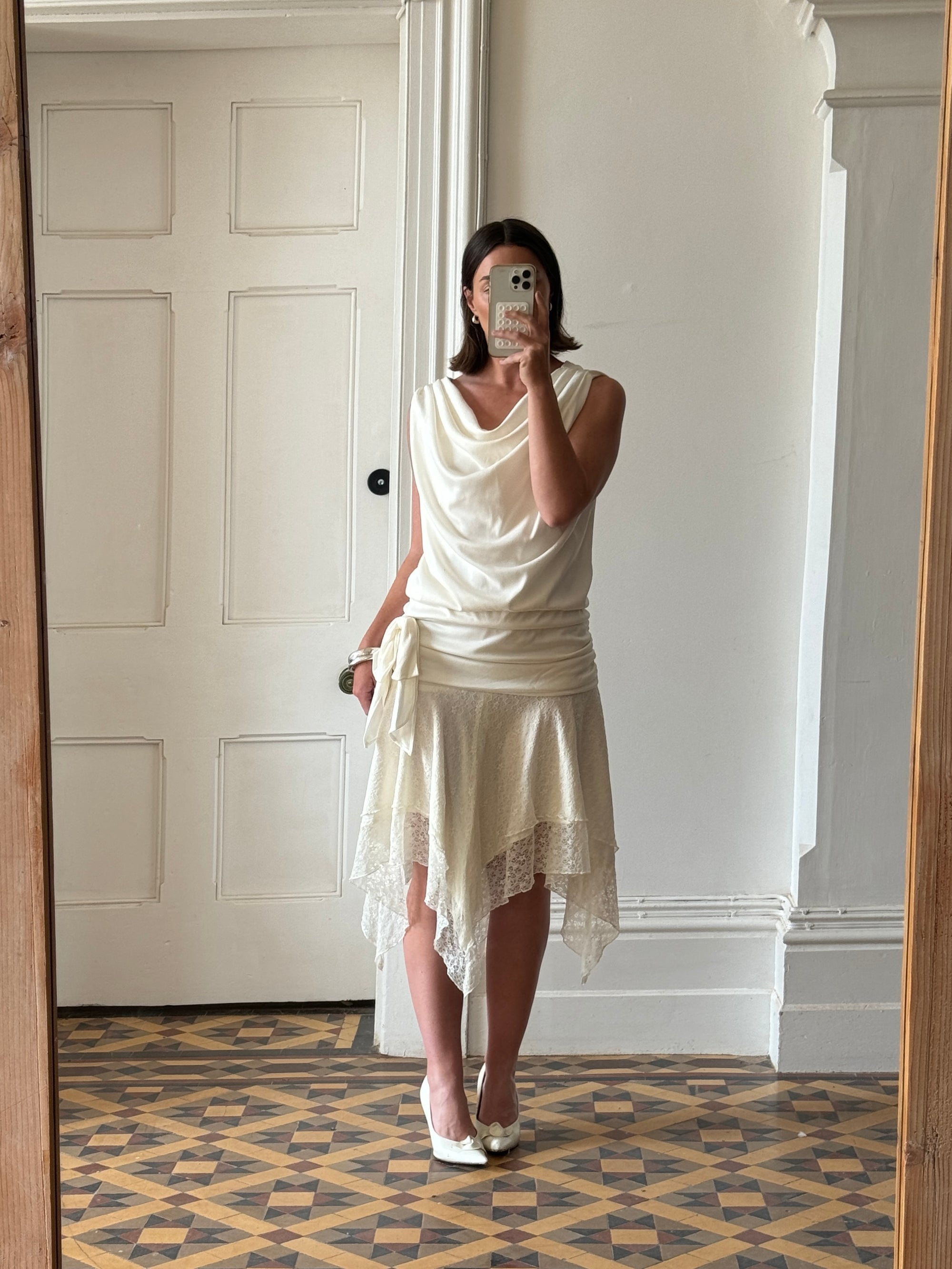 Vintage 80s Drop Waist Fairy Wedding Dress