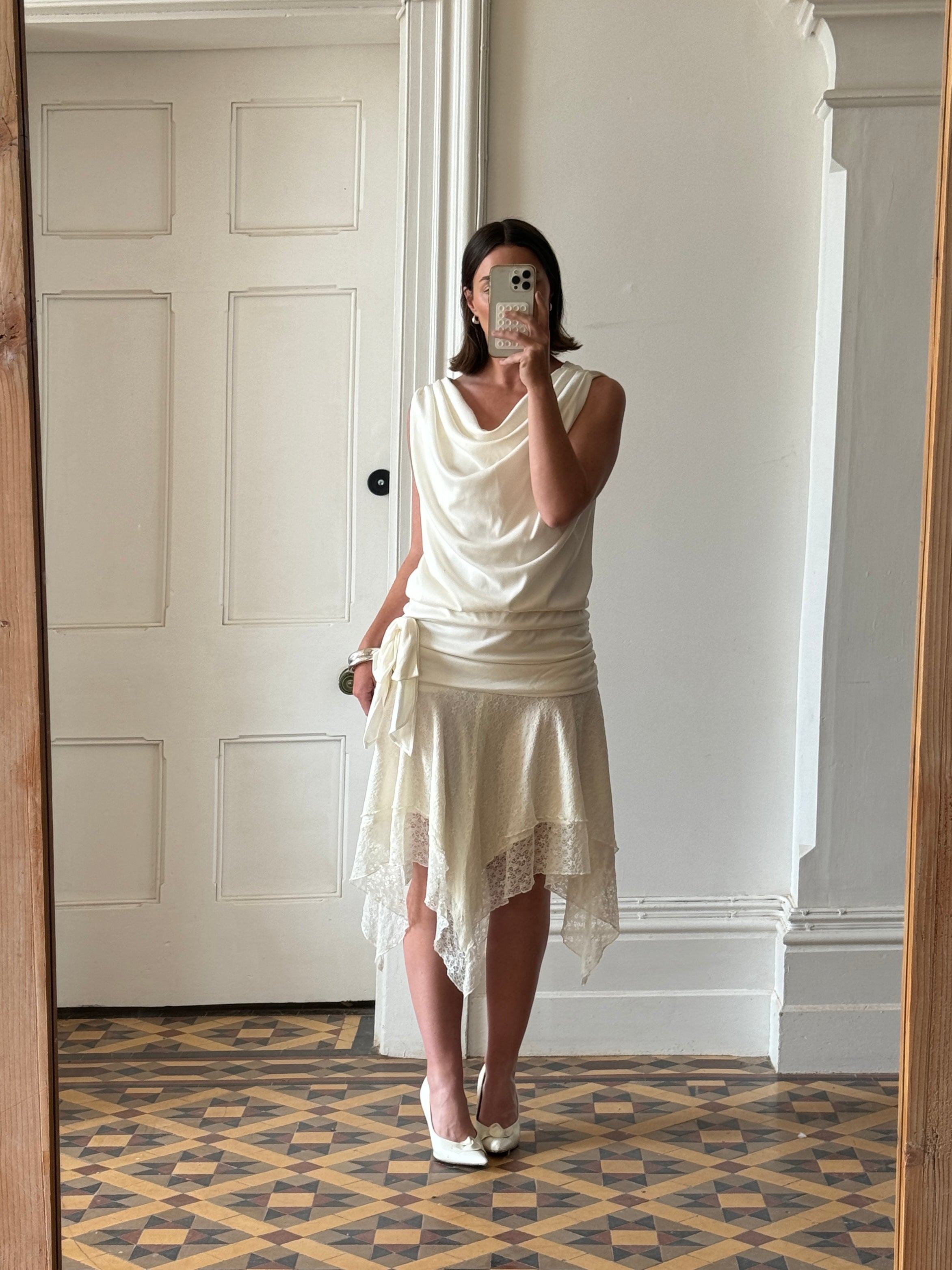 Vintage 80s Drop Waist Fairy Wedding Dress
