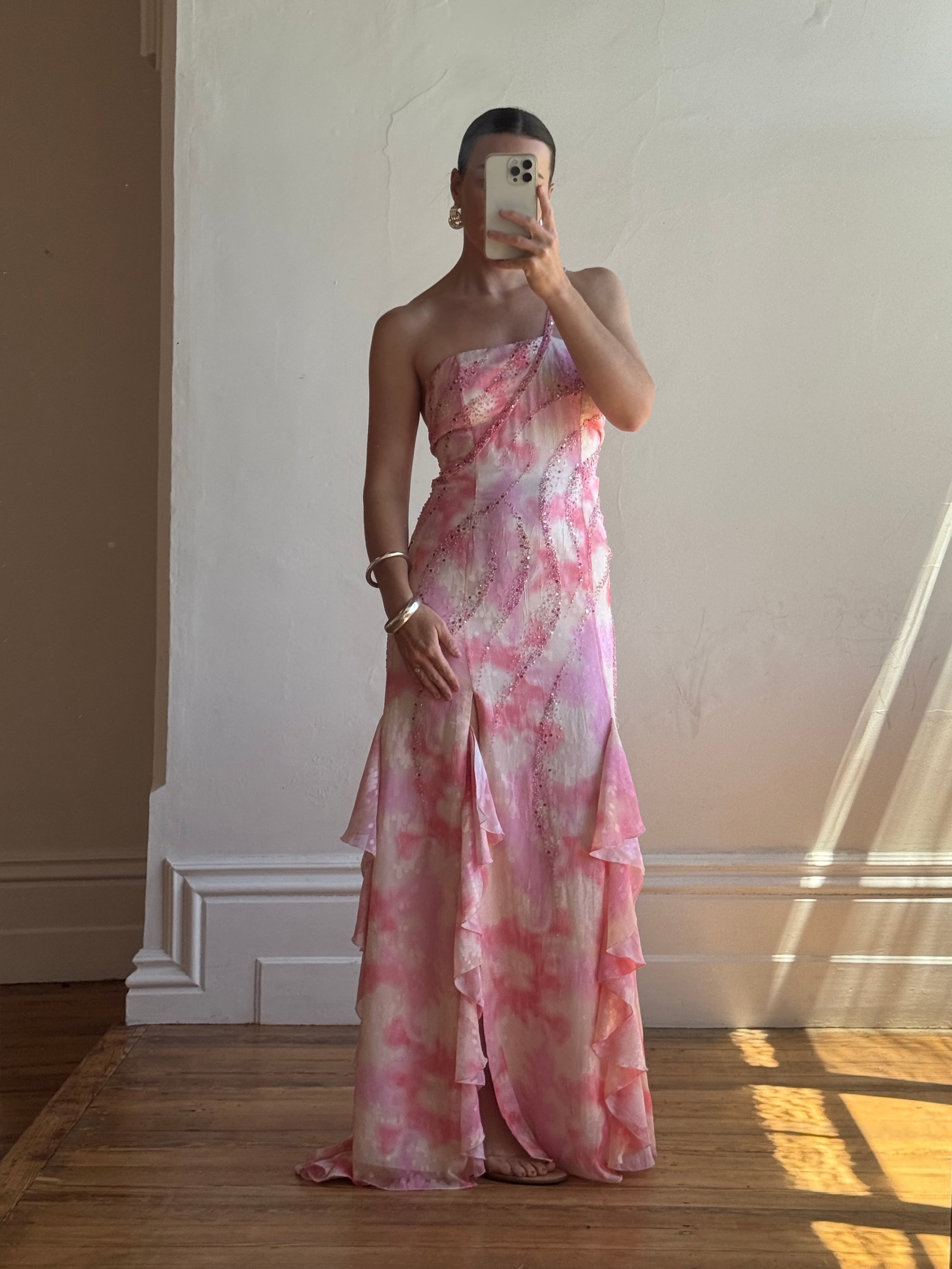 Vintage Y2K Fairy Floss Embellished Ruffle Gown