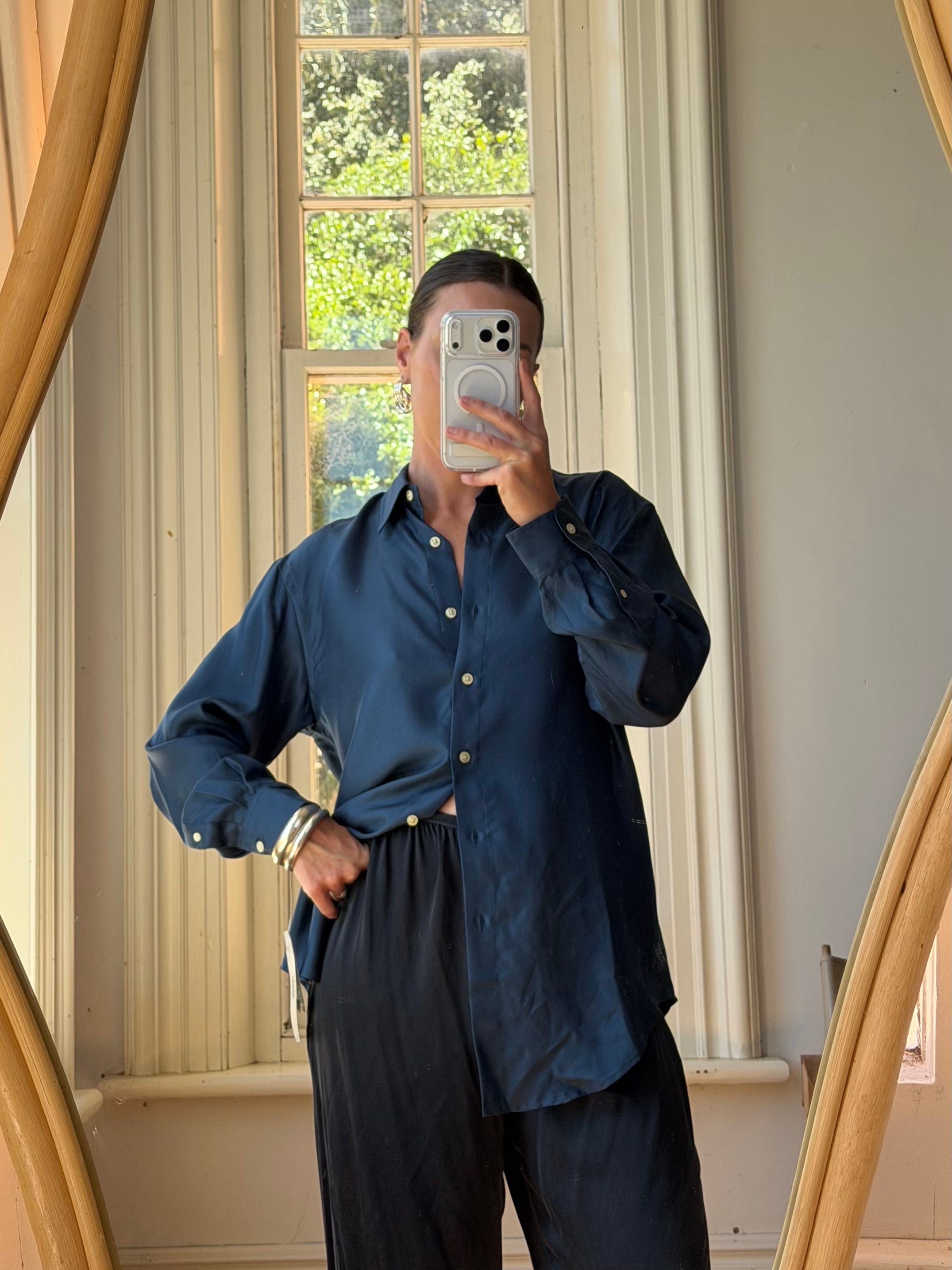 90s Ralph Lauren Shirt IMPORTED SILK 馬 L Vintage 90s Ralph Lauren Silk Shirt Teal – Call Me The Breeze