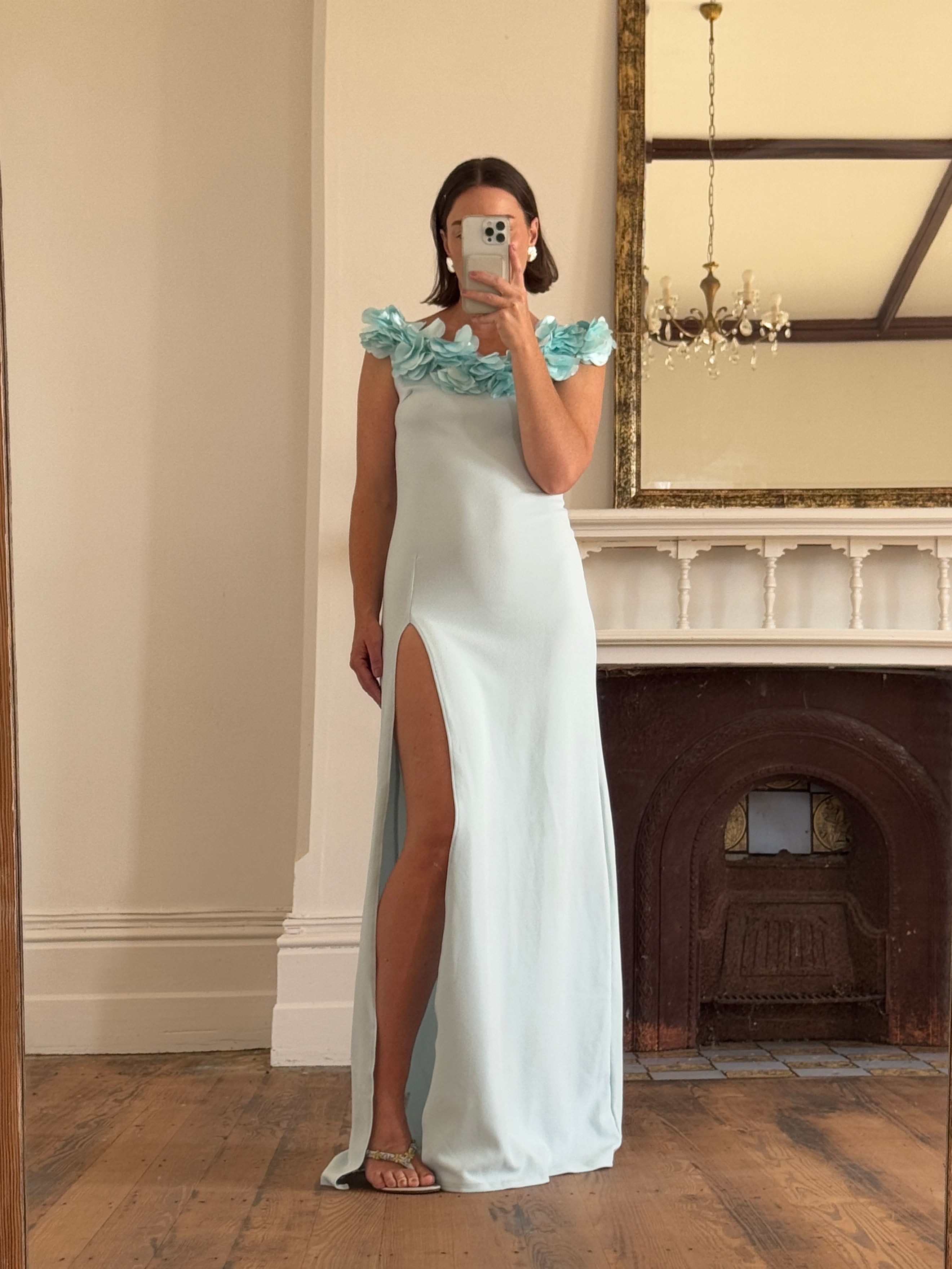 Vintage Y2K Aquamarine Petal Dress