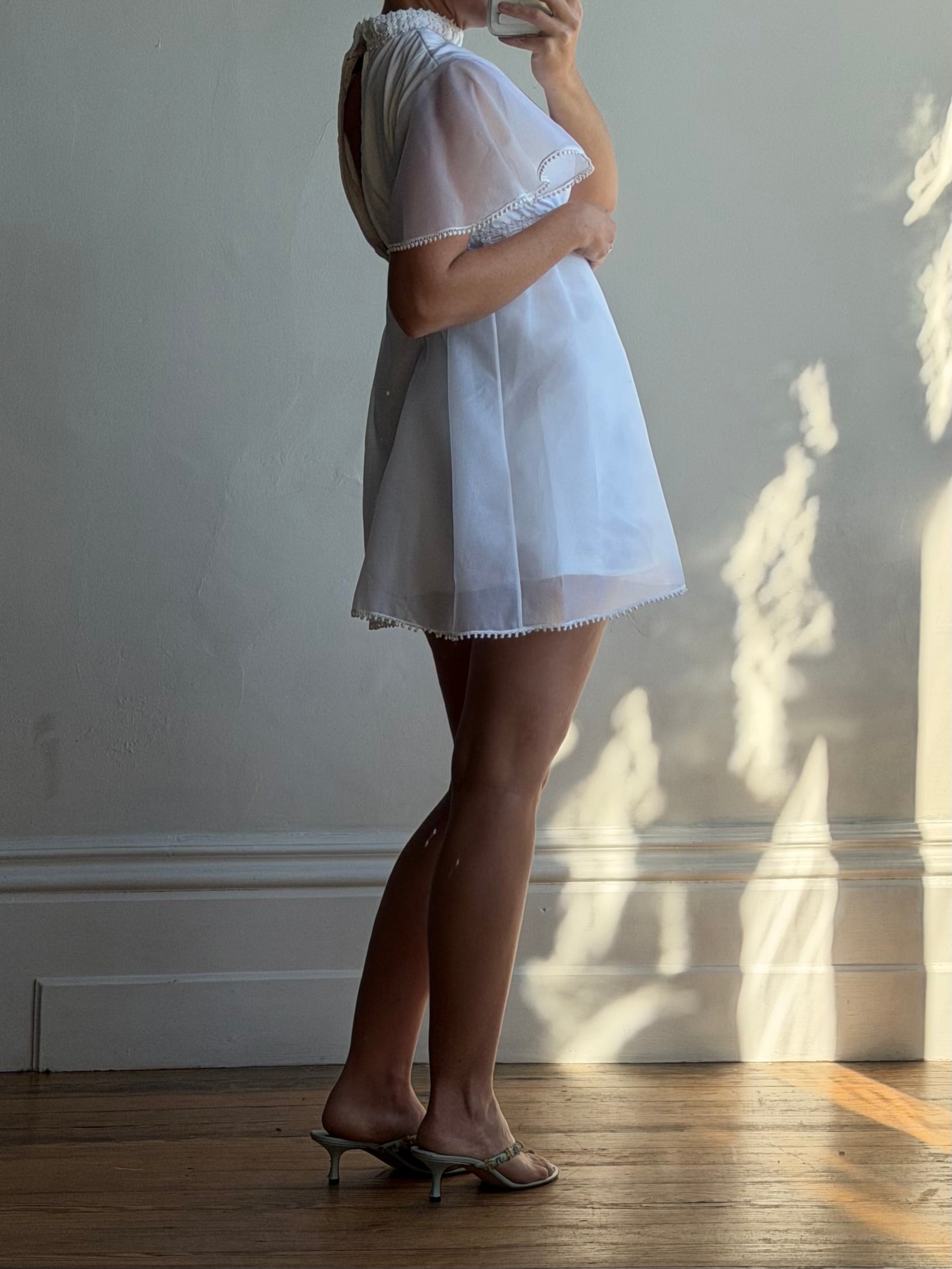 Vintage 60s Babydoll Micro Mod Bridal Mini