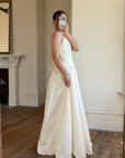 Vintage 90s Brocade Corset Satin Bridal Gown Champagne