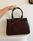 Vintage 90s Chocolate Suede Leather Buckle Handbag