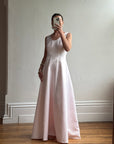 Vintage 90s Baby Pink Satin Scoop Neck Dress