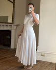 Vintage 40s Minimal Puff Sleeve Bias Wedding Dress