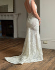 Vintage Y2K Italian Sheer Embroidered Naked Bustier Wedding Gown