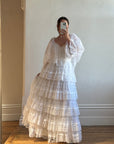 Vintage 70s Tiered Lace Ruffle Wedding Gown