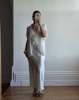 Vintage 90s Satin and Lace Slip and Cape Set Ivory