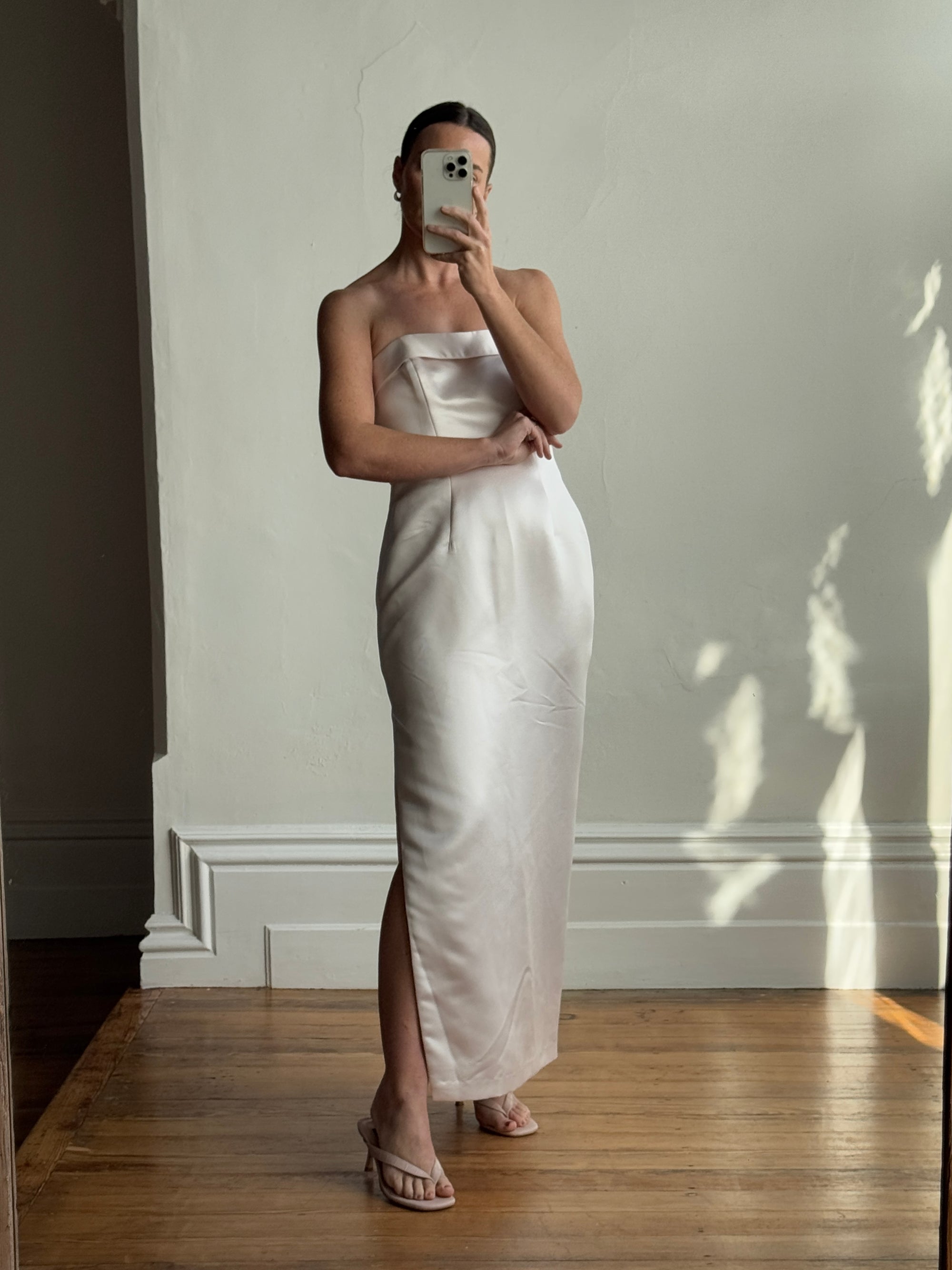 Vintage 90s Satin Classic Bow Bridesmaid Dress Baby Pink