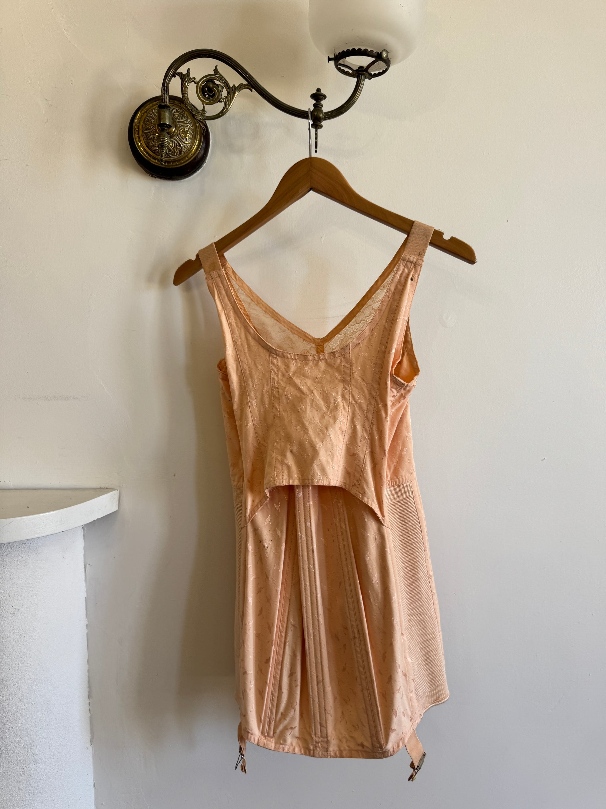 Vintage 40s Apricot Corset Lingerie Onepiece