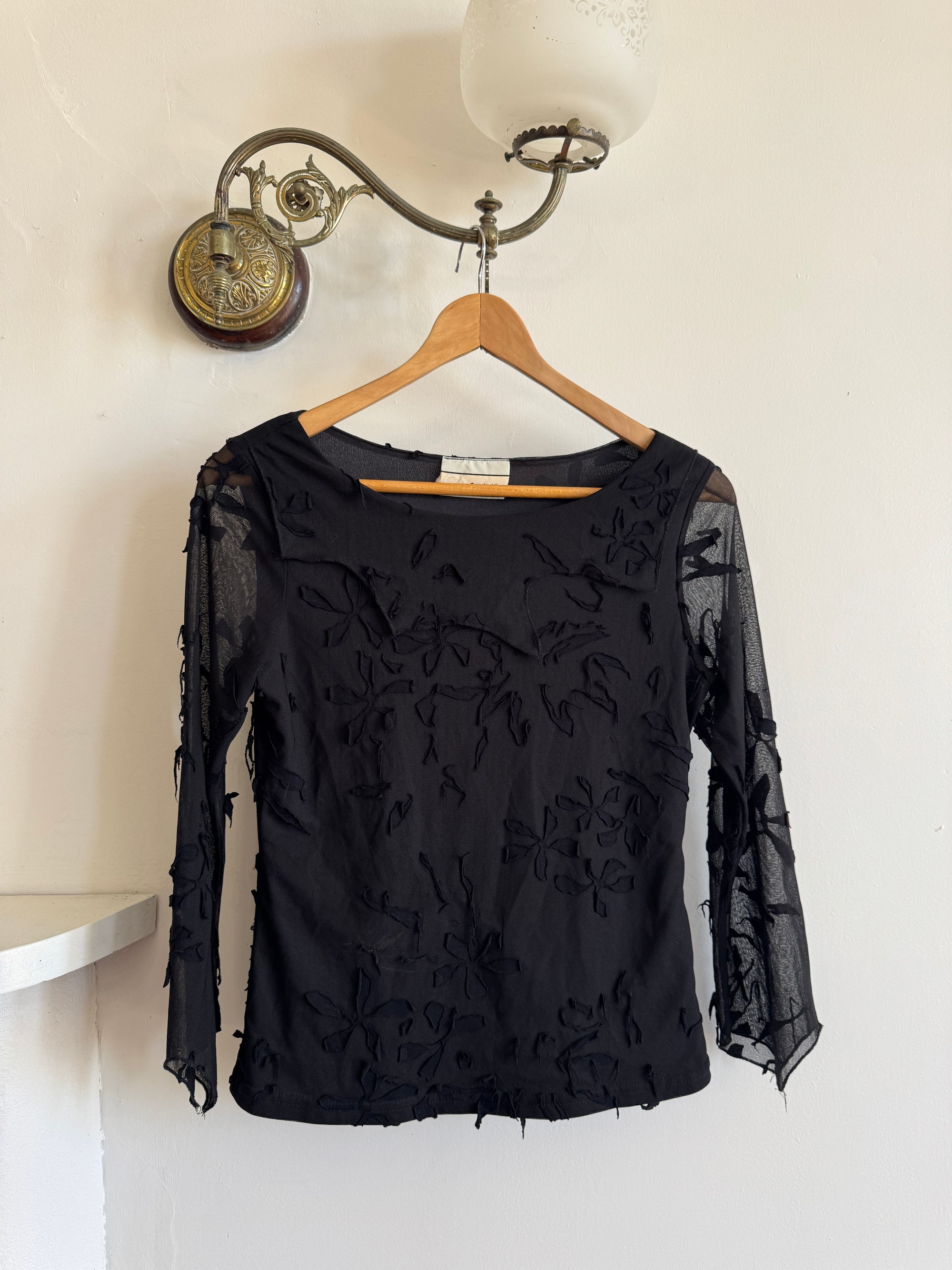 Vintage 90s Sheer Mesh Top Noir