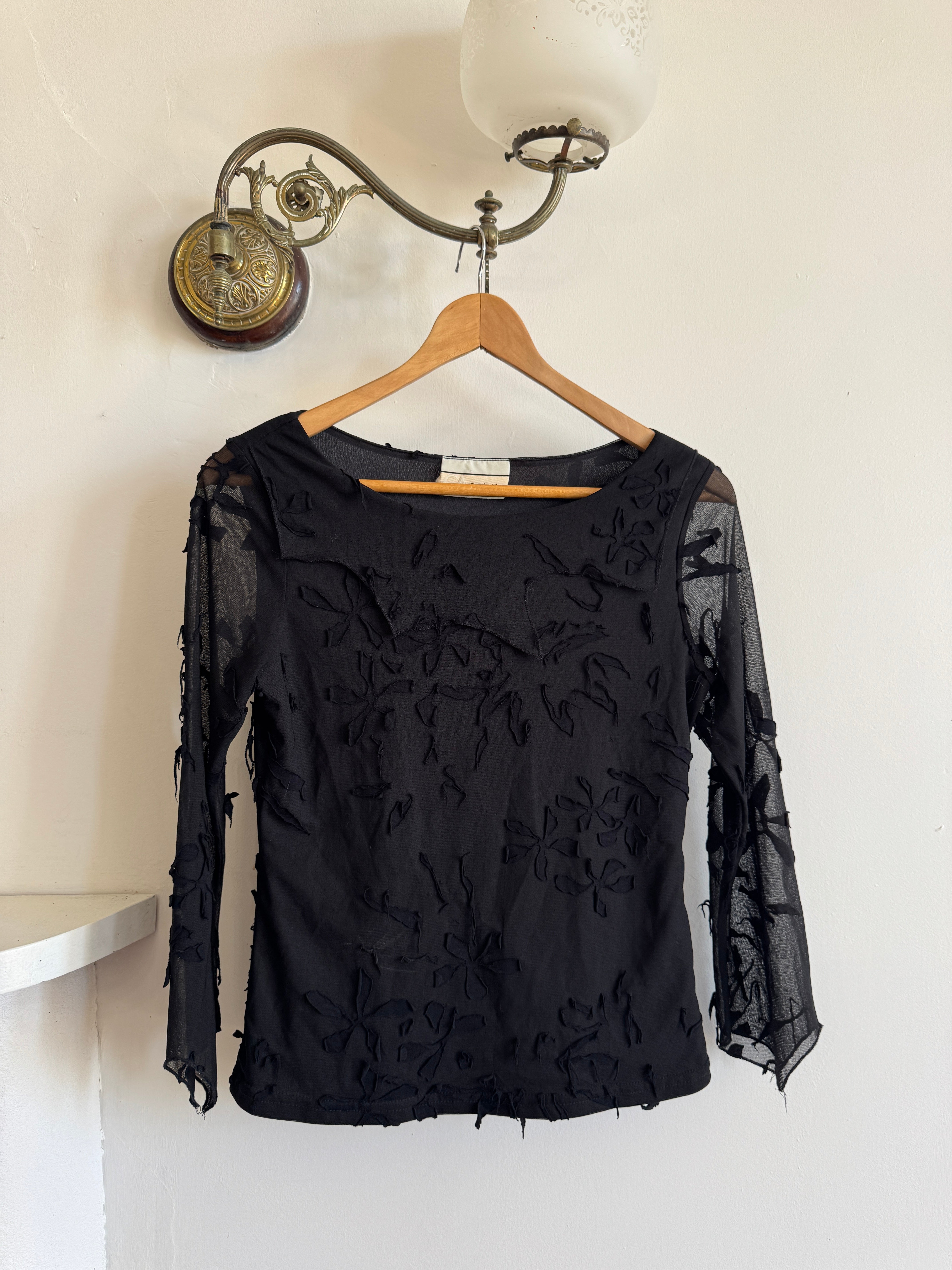 Vintage 90s Sheer Mesh Top Noir