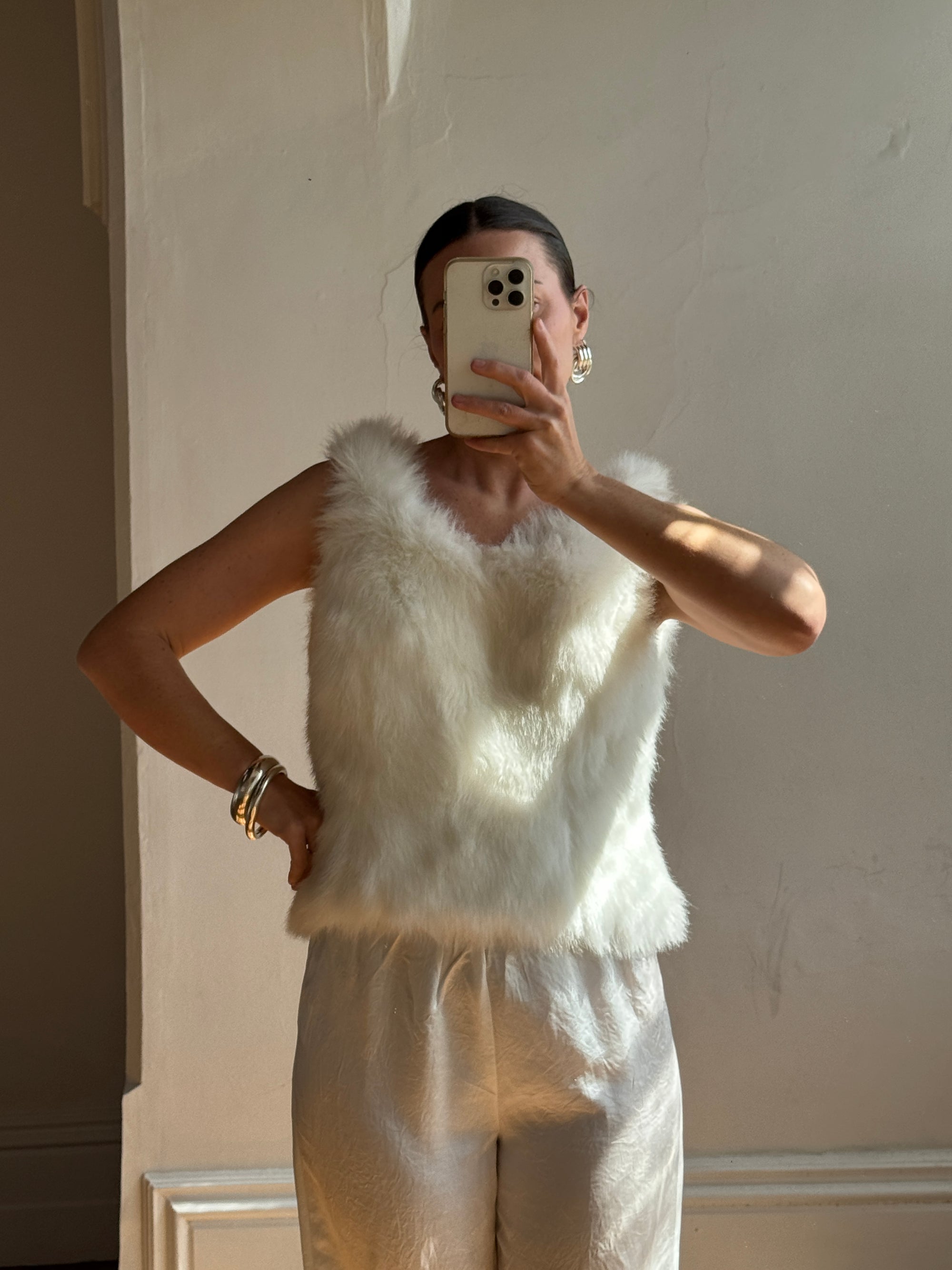 Vintage 80s Polar Faux Fur Tank Top