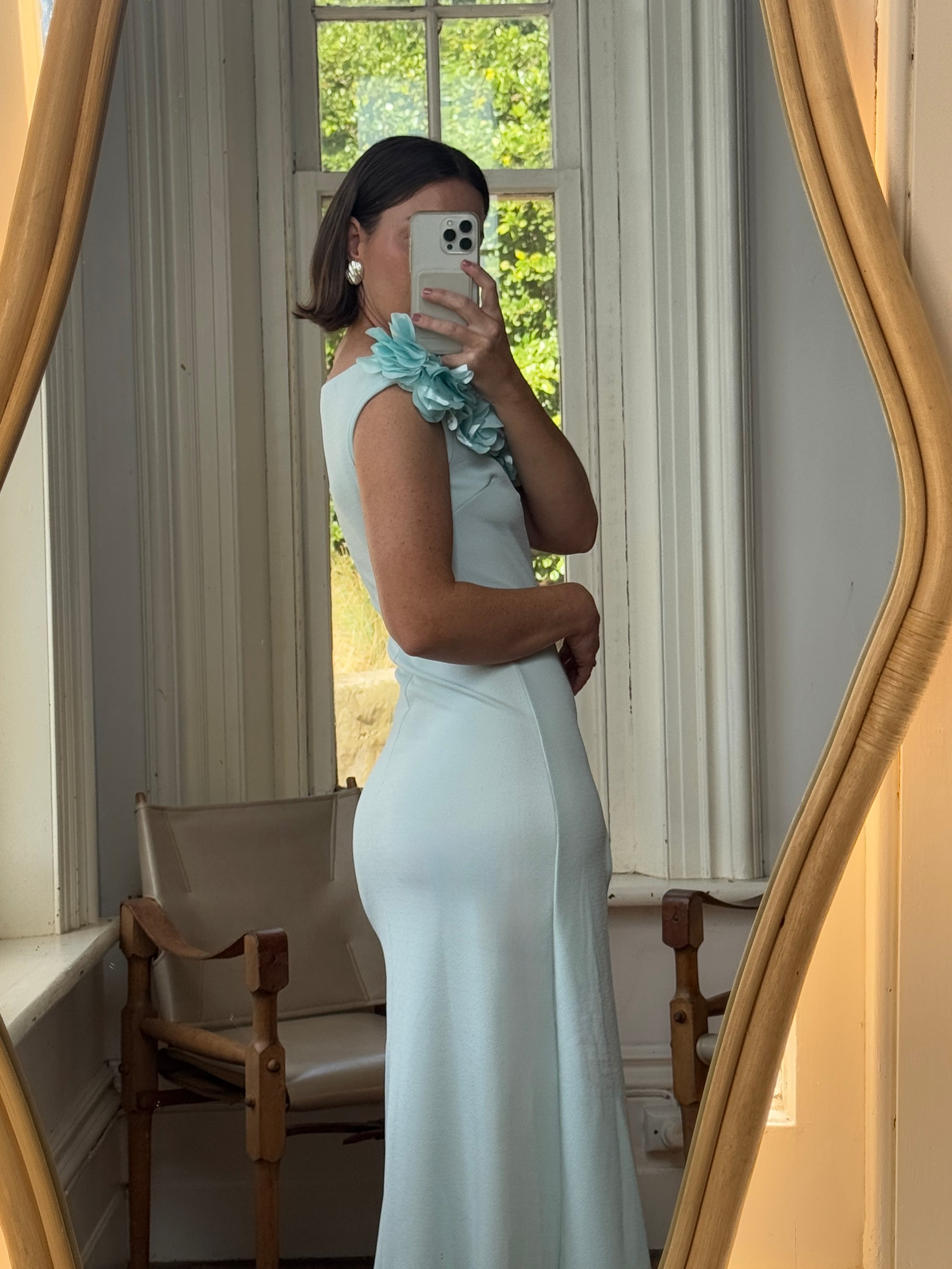 Vintage Y2K Aquamarine Petal Dress