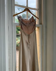 Vintage 90s Pure Silk Bias Cut Split Gown Champagne