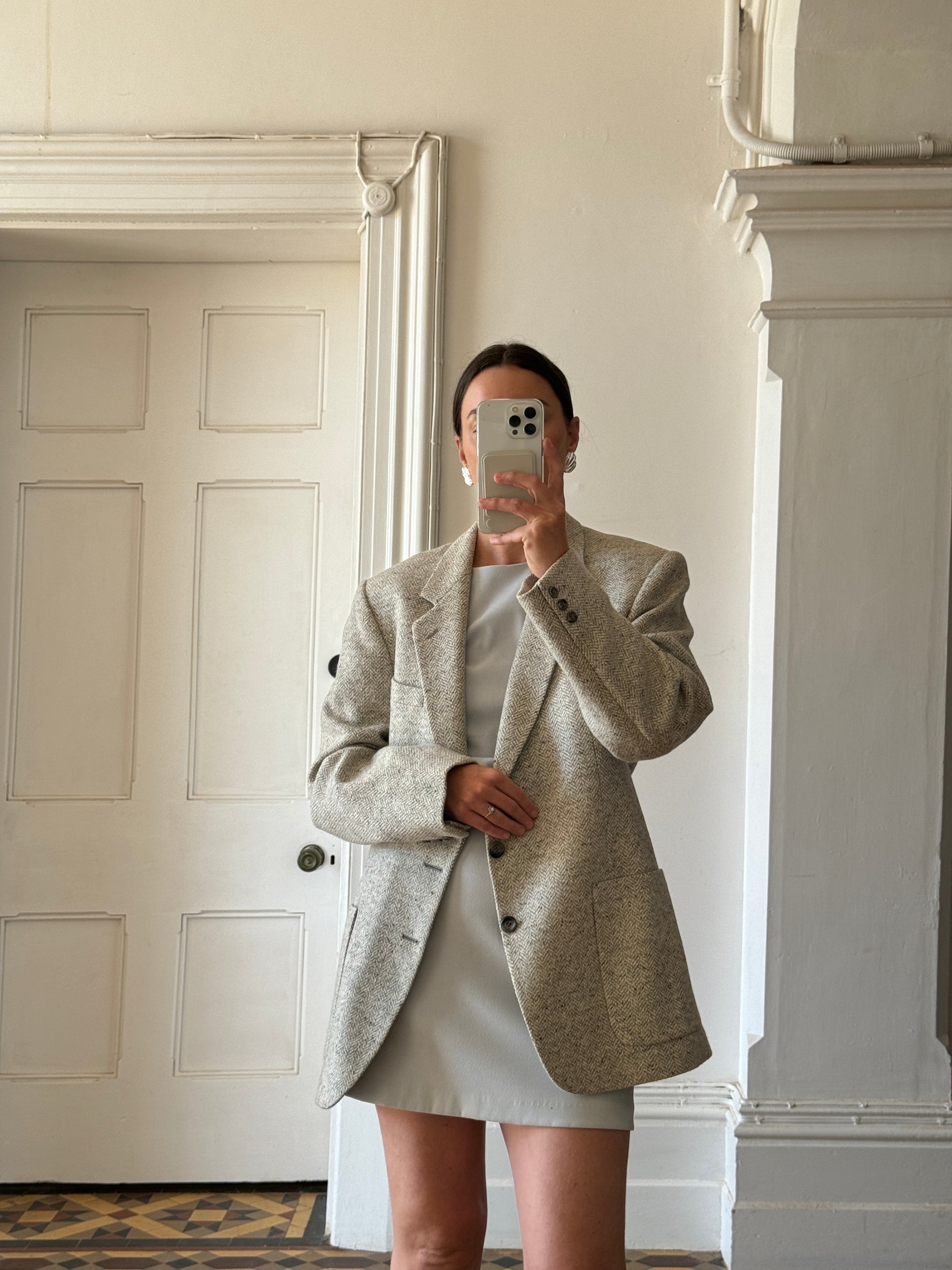 Vintage Pure Wool Light Grey Blazer