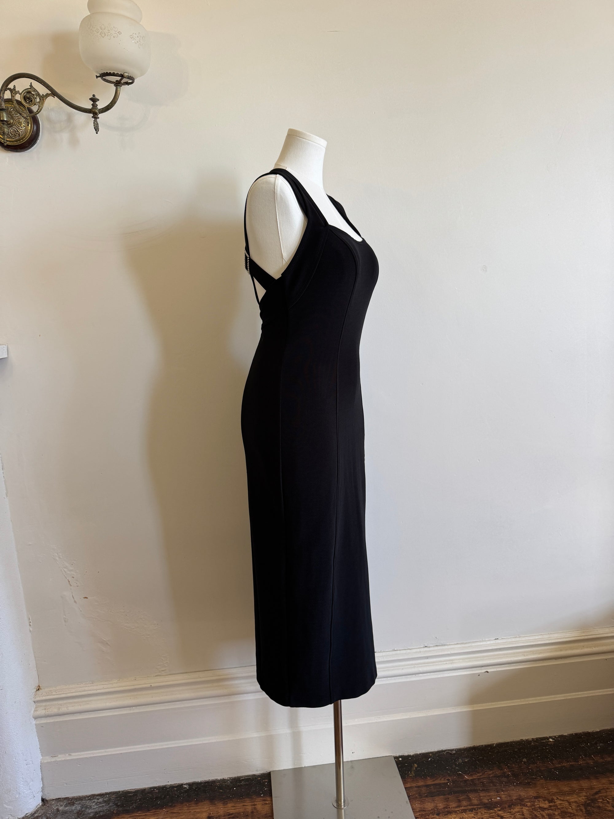 Vintage 90s Bodycon Midi Harness Straps With Rhinestone Buckles