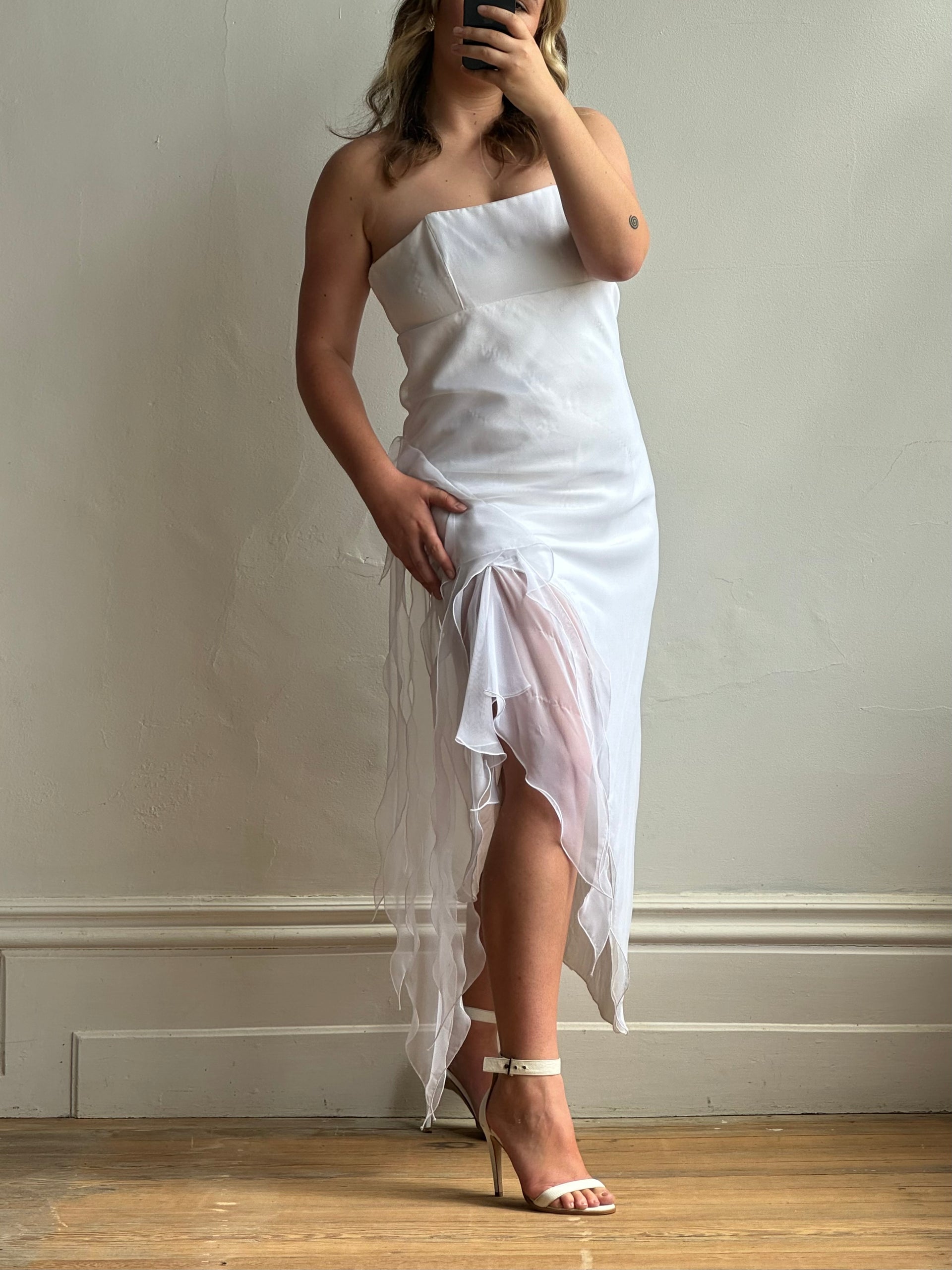 Vintage 90s Strapless Hanky Hem Dress White Call Me The Breeze Vintage 90s Strapless Hanky Hem Dress White Call Me The Breeze