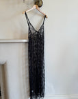 Vintage Black Lace Tie Front Slip Dress