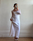 Vintage 90s Sheer Organza Long Sleeve Empire Bridal Dress
