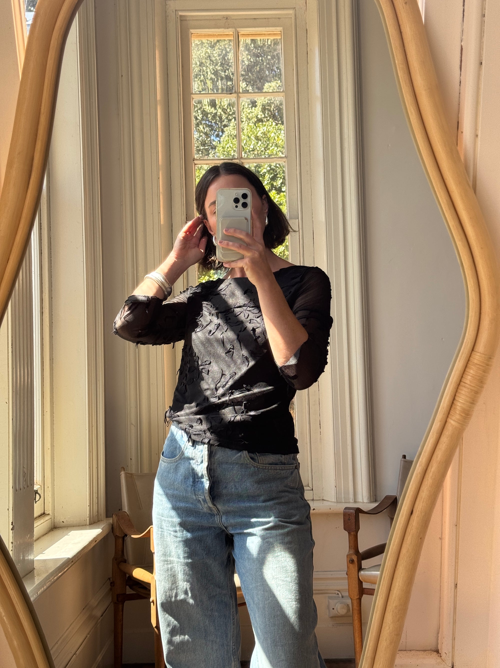 Vintage 90s Sheer Mesh Top Noir