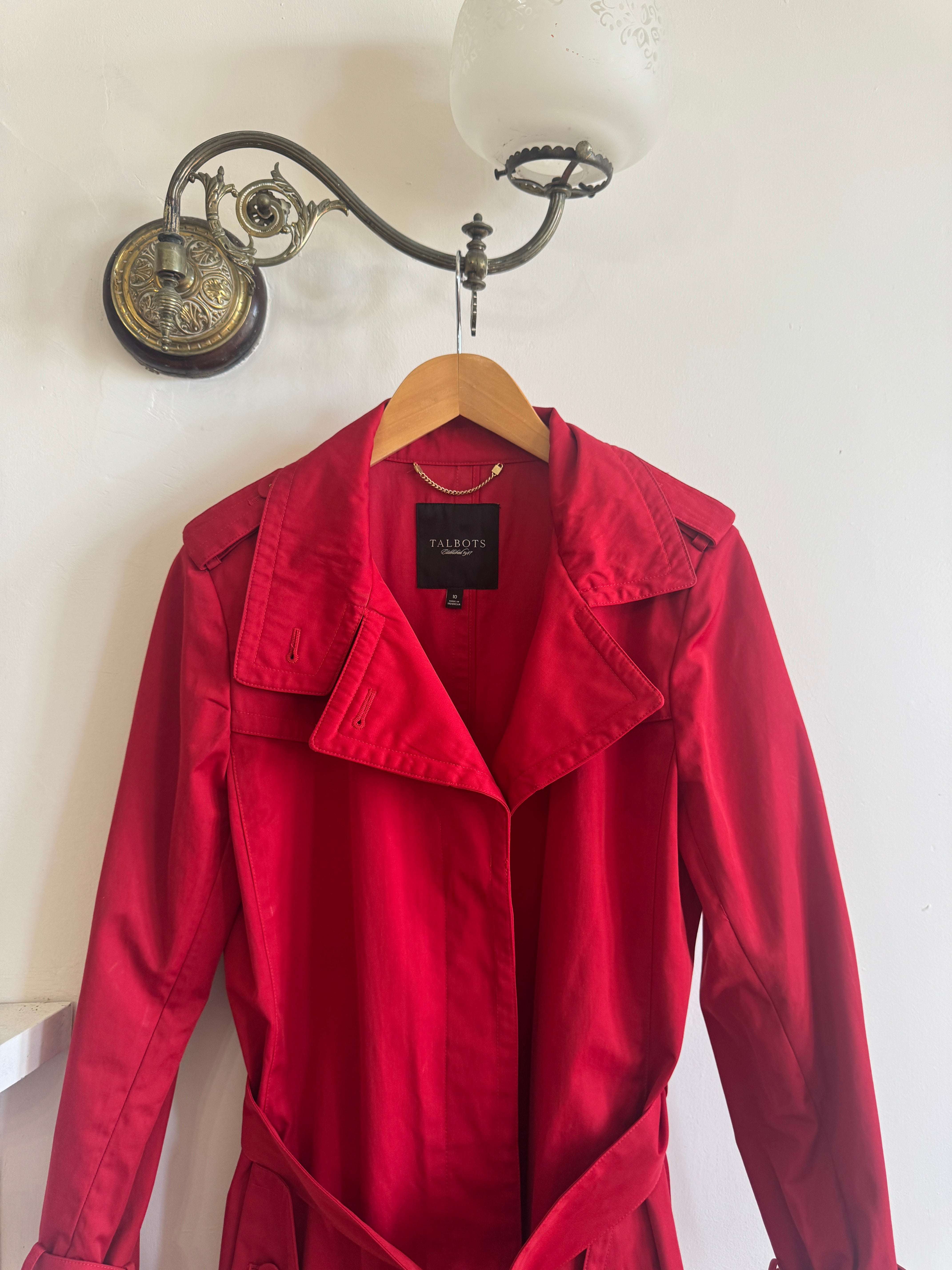 Vintage 90s Red Mid Length Trench Coat
