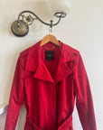 Vintage 90s Red Mid Length Trench Coat